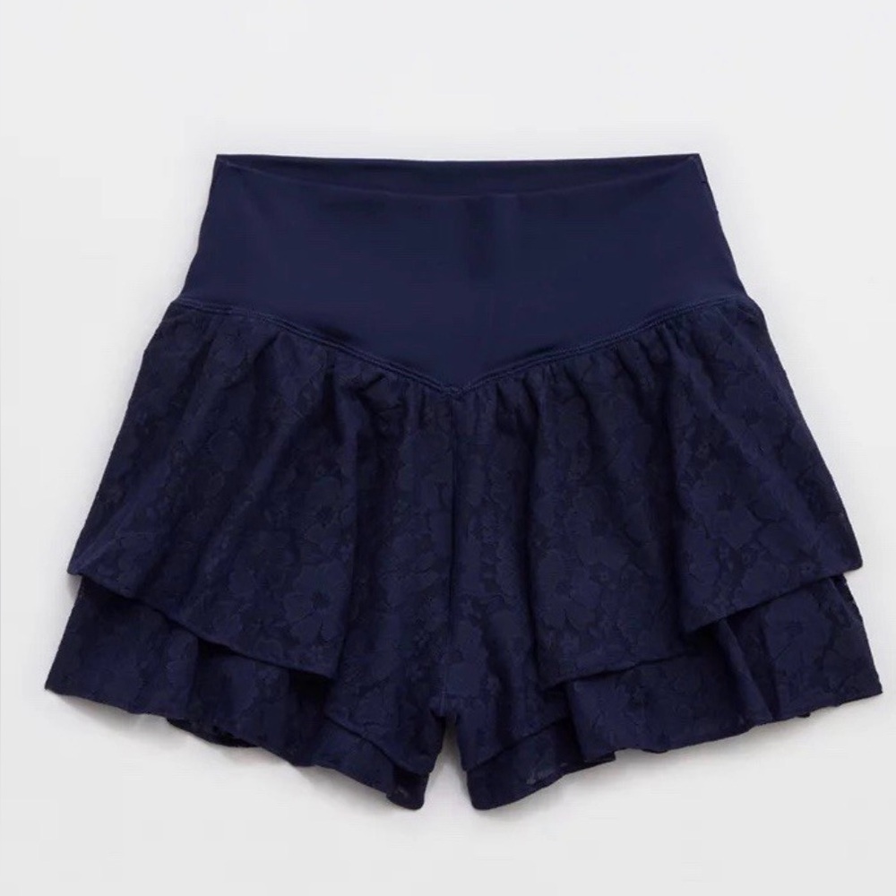 NWT Aerie Real Me Lace Flowy Short Royal Navy Size XXS